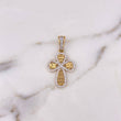 Dije Cruz Bendicion 3.55gr / 3.5cm / Circones Blancos Dos Oros Amarillo Blanco 18K $
