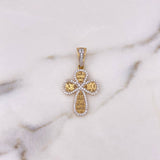 Dije Cruz Bendicion 3.55gr / 3.5cm / Circones Blancos Dos Oros Amarillo Blanco 18K $