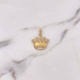 Dije Corona 2.55gr / 2.4cm / Circones Blancos Dos Oros Amarillo Blanco 18K $