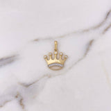 Dije Corona 2.55gr / 2.4cm / Circones Blancos Dos Oros Amarillo Blanco 18K $