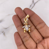 Dije Conejo Articulado 5.15gr / 3.2cm / Circones Blancos Negros Dos Oros Amarillo Blanco 18K #