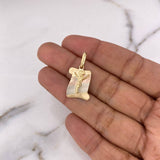 Dije Placa Pergamino Cristo  2.75gr / 2.5cm / Tres Oros 18K #