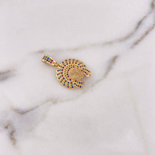 Dije Indio 4.55gr / 3.1cm / Circones Colores Oro Amarillo 18K $