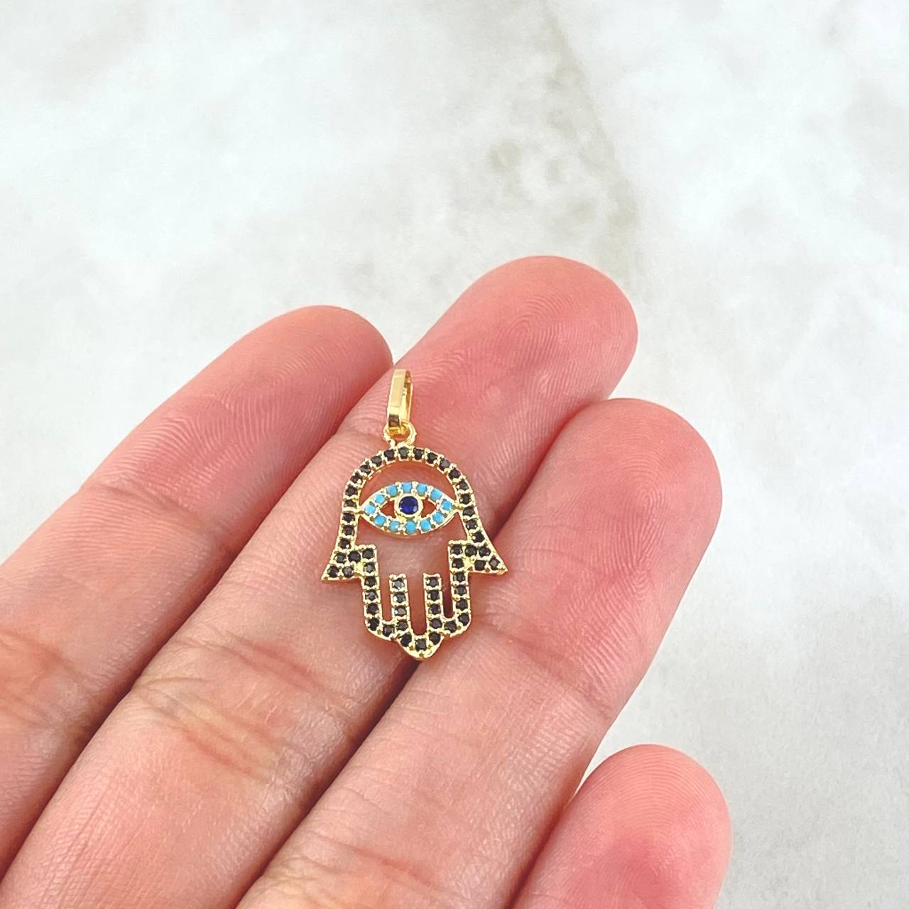 Dije Mano Hamsa 1.05gr / 2.4cm / Oro 18K