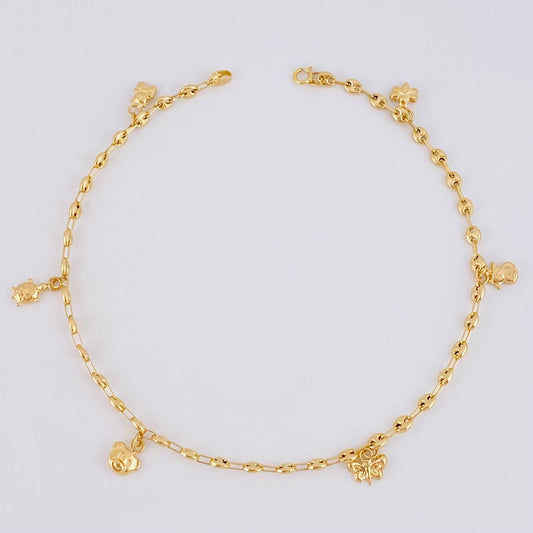Tobillera Gc Dijes 3.95 g / 25.8 cm / 3.2 mm Oro Amarillo 18K