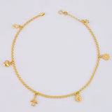 Tobillera Roll On Dijes 3.6 g / 25.5 cm / 2.3 mm Oro Amarillo 18K