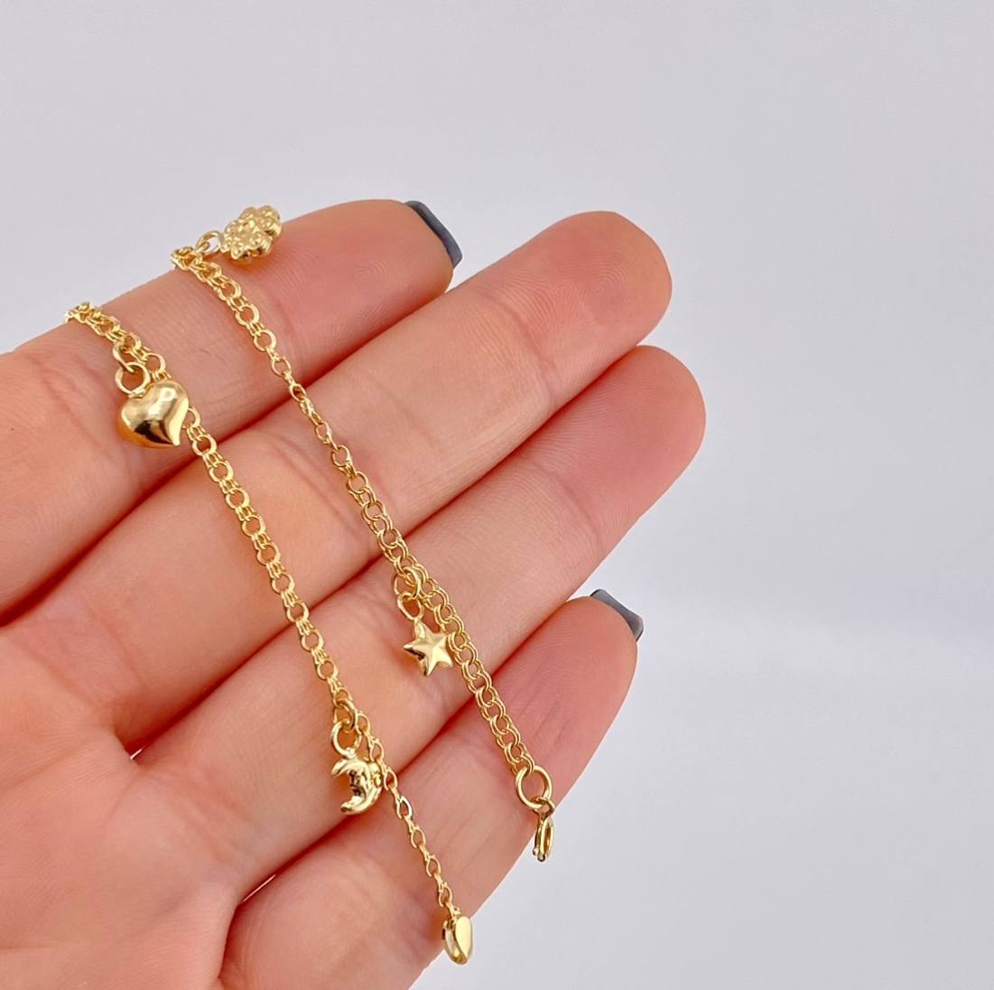 Tobillera Roll On Dijes 3.6 g / 25.5 cm / 2.3 mm Oro Amarillo 18K