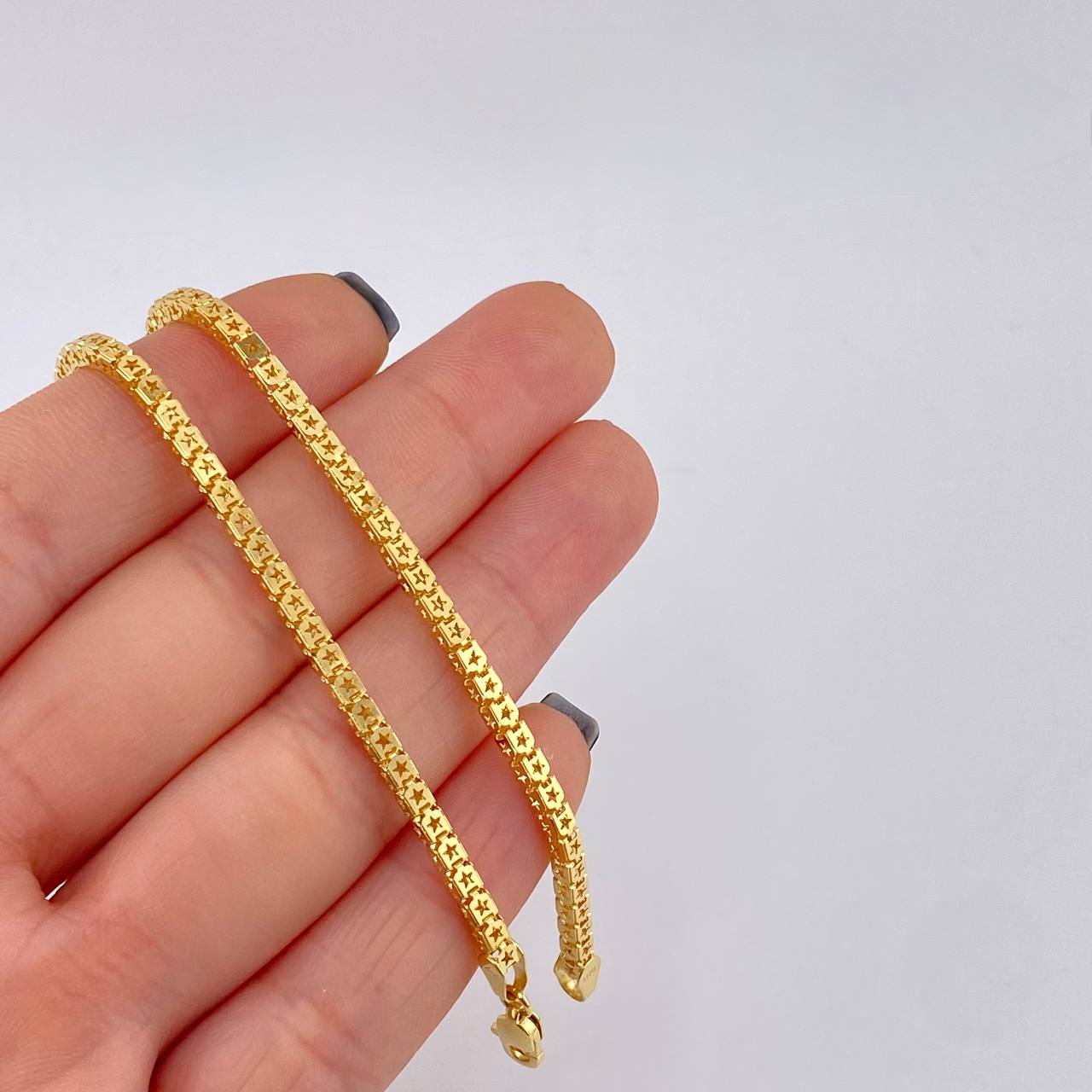 Cadena Cubica Estrellada 12.35 g / 60 cm / 2.5 mm Oro Amarillo 18K