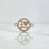 Herraje " I Love Jesus " 1.3gr / 2cm / Circones Blancos Oro Amarillo 18K