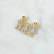 Dije Familia Papá - Mamá - Hija 3.05gr / 2cm / Circones Blancos - Sin Cargador Dos Oros Amarillo Blanco 18K