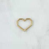 Herraje Corazon Cuadriculado 0.9gr / 1.5cm / Circon Blanco Oro Amarillo 18K *