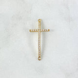 Herraje Cruz 1.15gr / 3cm / Cirones Blancos Oro Amarillo 18K