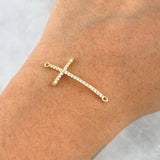Herraje Cruz 1.15gr / 3cm / Cirones Blancos Oro Amarillo 18K