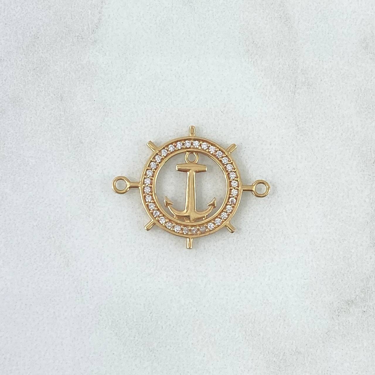 Herraje Timon Ancla 1.65gr / 2.3cm / Circones Blancos Oro Amarillo 18K