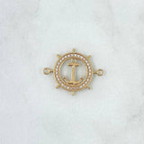 Herraje Timon Ancla 1.5gr / 2.3cm / Circones Blancos Oro Amarillo 18K