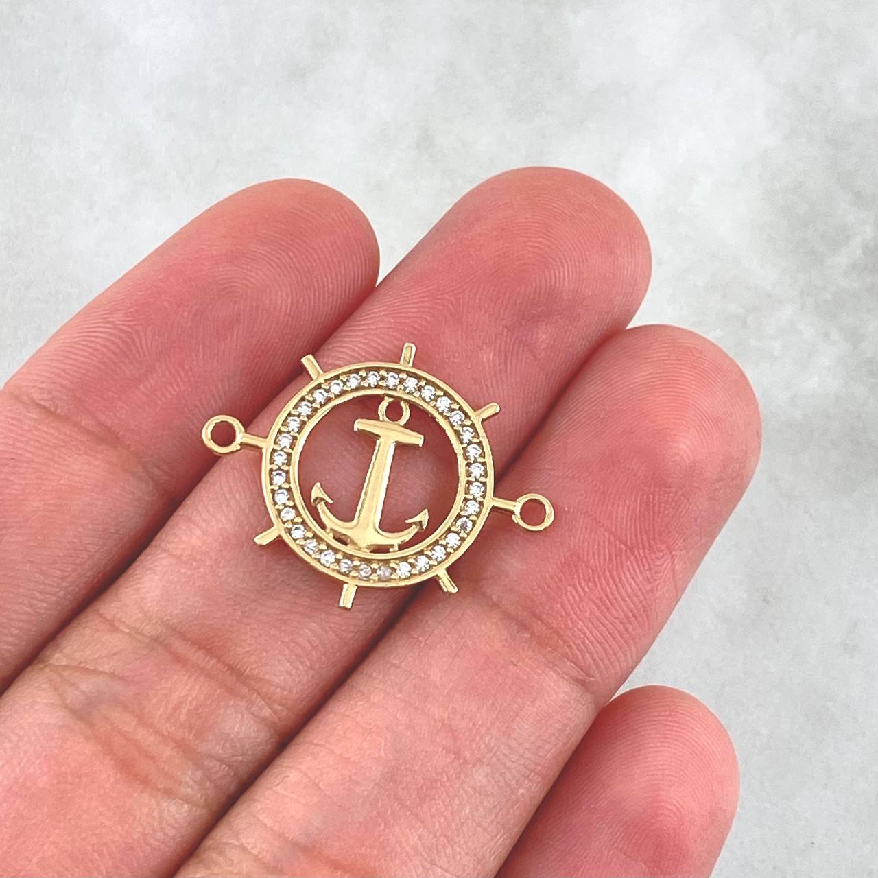 Herraje Timon Ancla 1.5gr / 2.3cm / Circones Blancos Oro Amarillo 18K