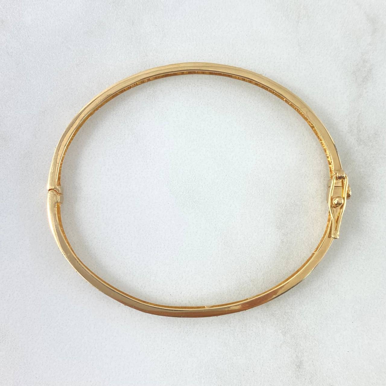 Pulso Aro Tornillo 9.6gr / 17cm / 4mm Circones Blancos Oro Amarillo 18K *