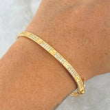 Pulso Aro Tornillo 9.6gr / 17cm / 4mm Circones Blancos Oro Amarillo 18K *
