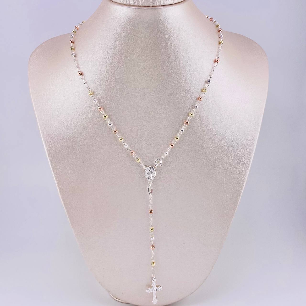 Rosario Vigen Milagrosa 7.5g / 45cm / 3mm Plata Vermeil 925