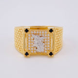 Anillo San Miguel Arcángel Malla 6.7g / T10 1/4 Dos Oros Amarillo Blanco 18K