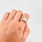 Anillo San Miguel Arcángel Malla 6.7g / T10 1/4 Dos Oros Amarillo Blanco 18K