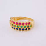 Anillo Panal Tricolor 3.9g / T7 Oro Amarillo 18K