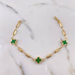 Pulso Barril Liso Trebol 4.15gr / 18cm / 3.4mm Electroestatico Verde Diamantado Oro Amarillo 18K &
