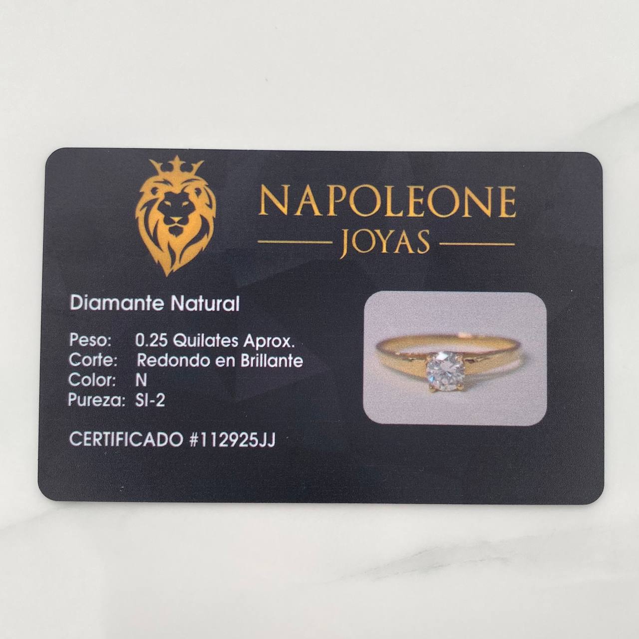 Anillo Solitario Diamante 25 Pts 1.35 g / T7 Oro Amarillo 18K