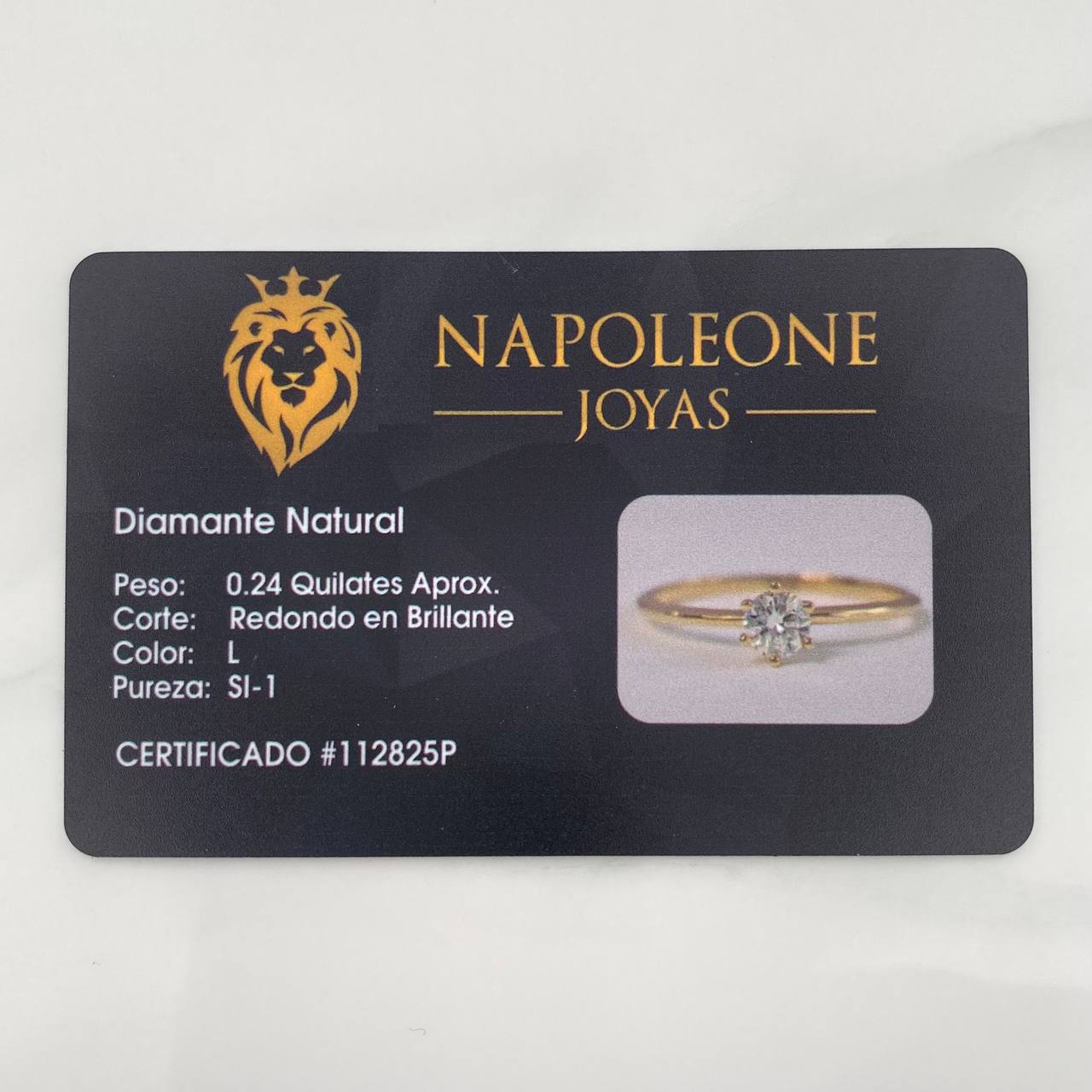 Anillo Solitario Diamante 24 Pts 1.35 g / T7 1/4 Oro Amarillo 18K
