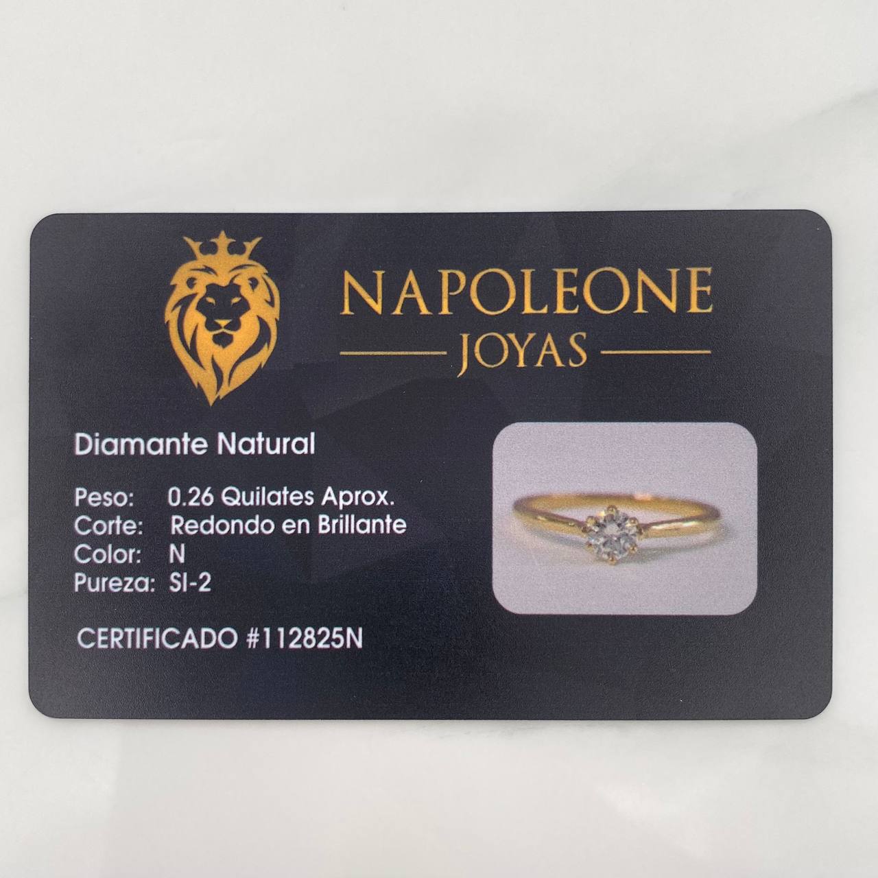 Anillo Solitario Diamante 26 Pts 1.7 g / T7 1/2 Oro Amarillo 18K