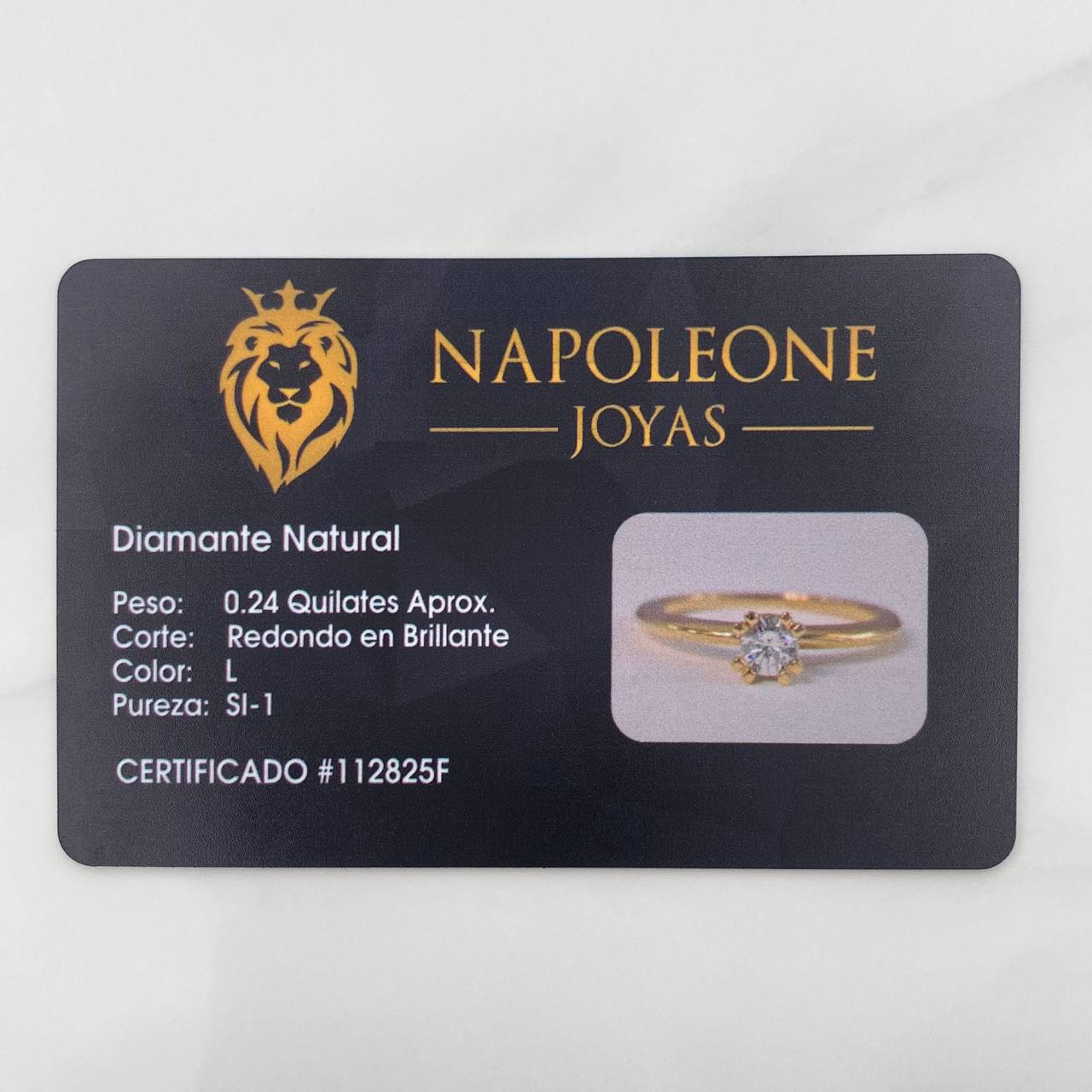 Anillo Solitario Diamante 24 Pts 2.8 g / T7 Oro Amarillo 18K
