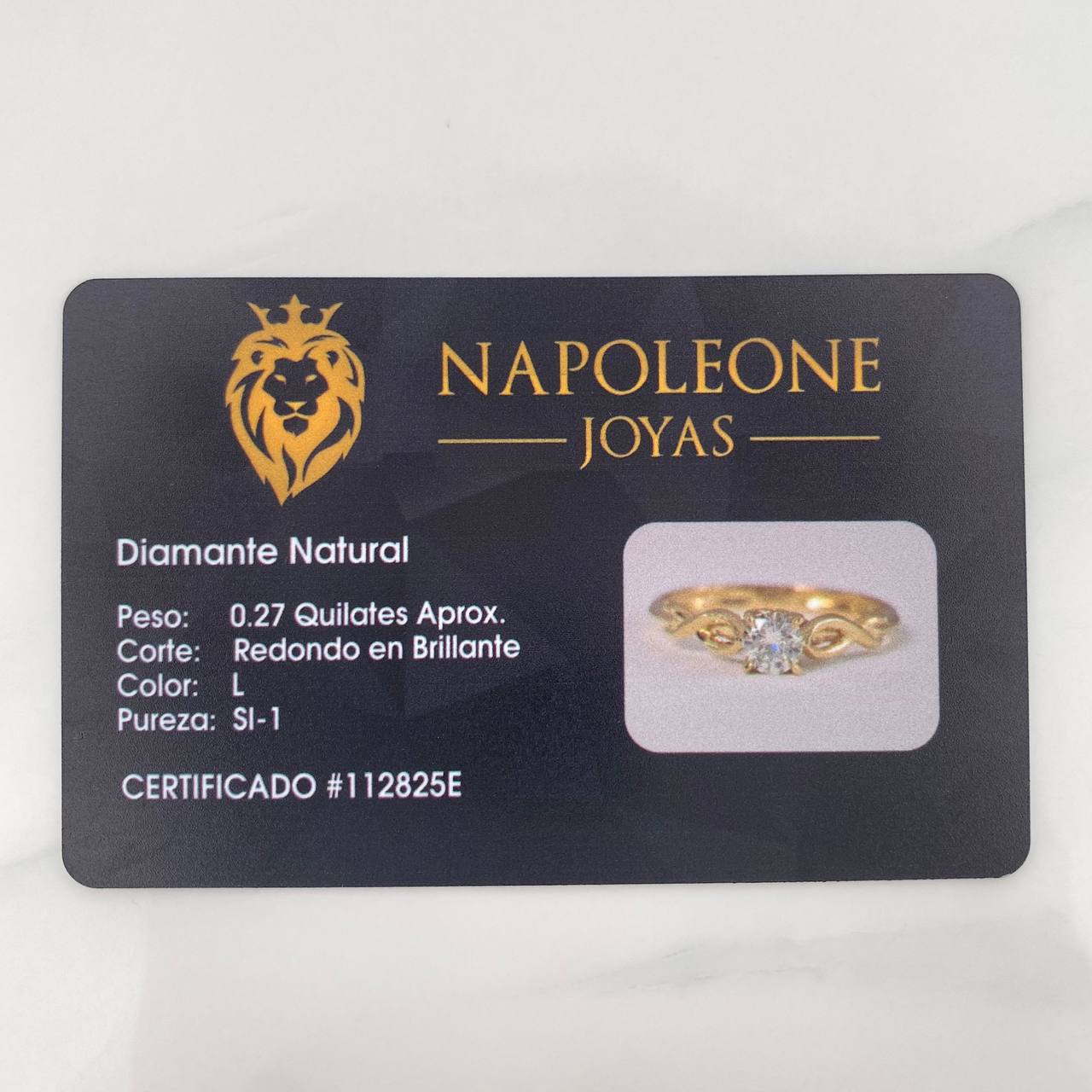 Anillo Solitario Entrelazado Diamante 27 Pts 1.95 g / T6 3/4 Oro Amarillo 18K
