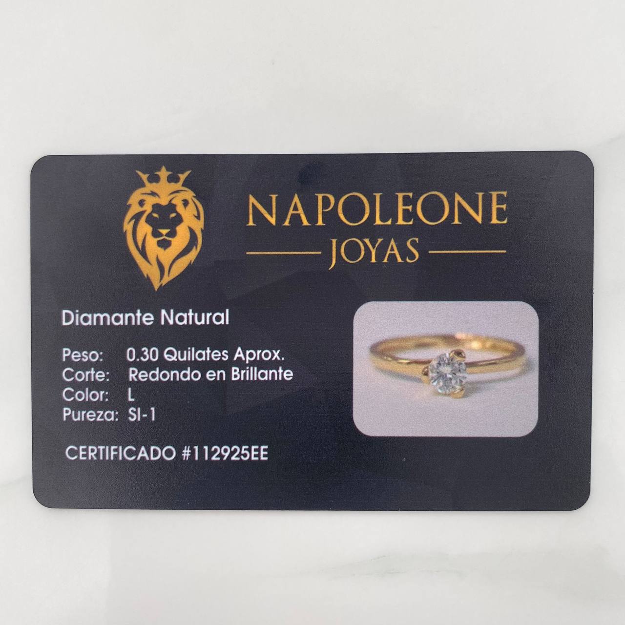 Anillo Solitario Diamante 30 Pts 1.65 g / T5 3/4 Oro Amarillo 18K