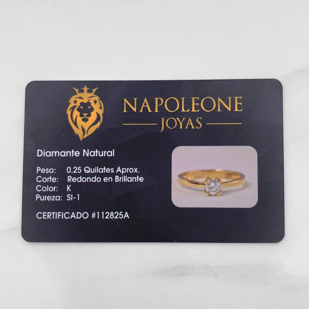 Anillo Solitario Diamante 25 Pts 1.7 g / T6 3/4 Oro Amarillo 18K