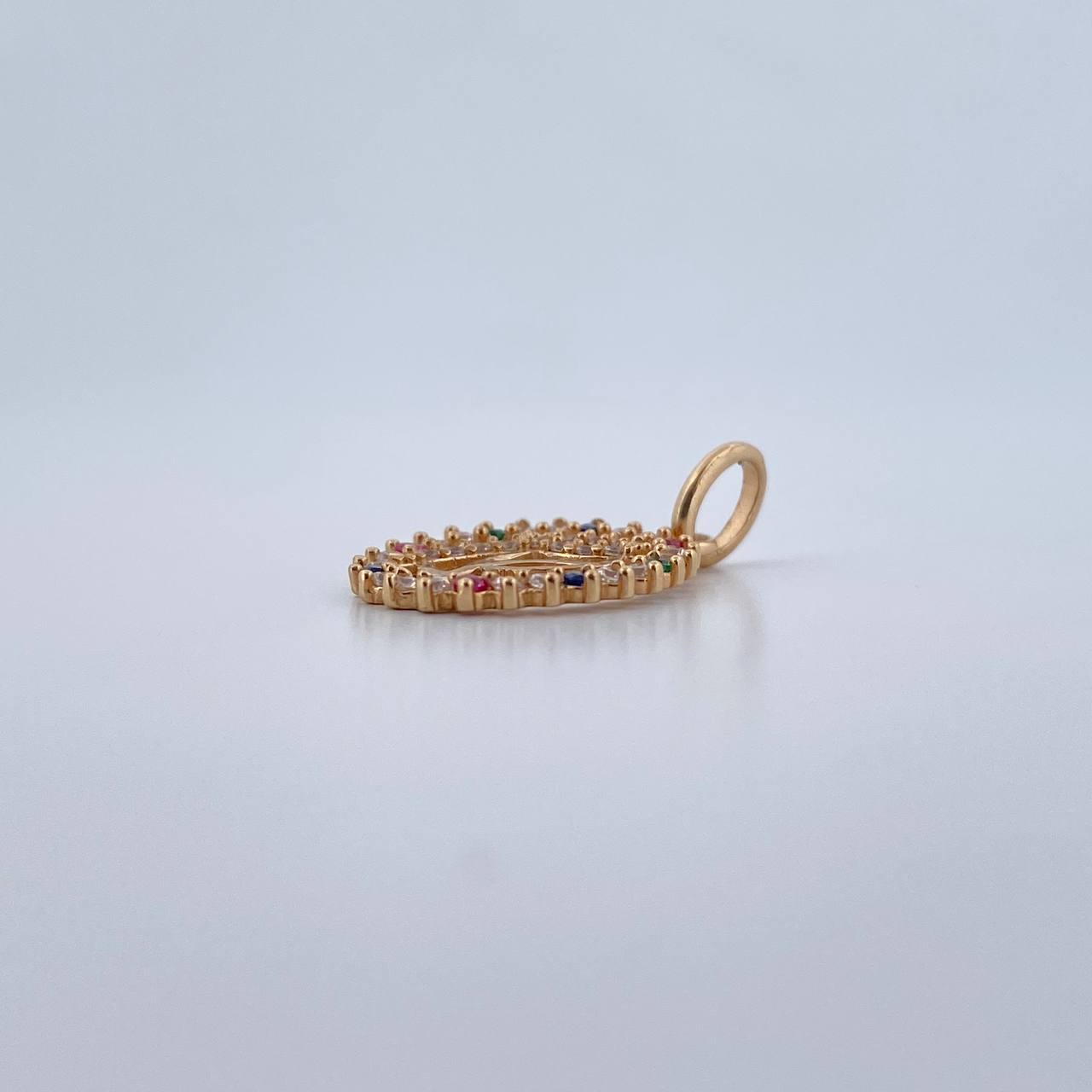 Dije Virgen Maria  1.25gr / 2cm / Circones De Colores Oro Amarillo 18K &