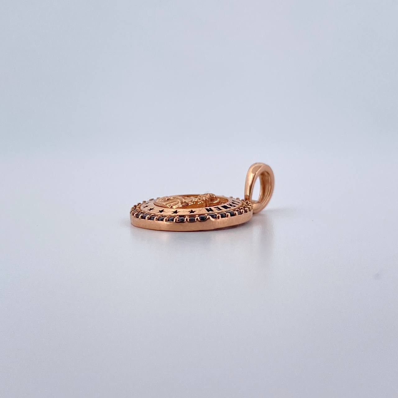 Dije Virgen Del Carmen 2.3gr / 2.1cm / Circones Negros  Oro Rosa 18K &