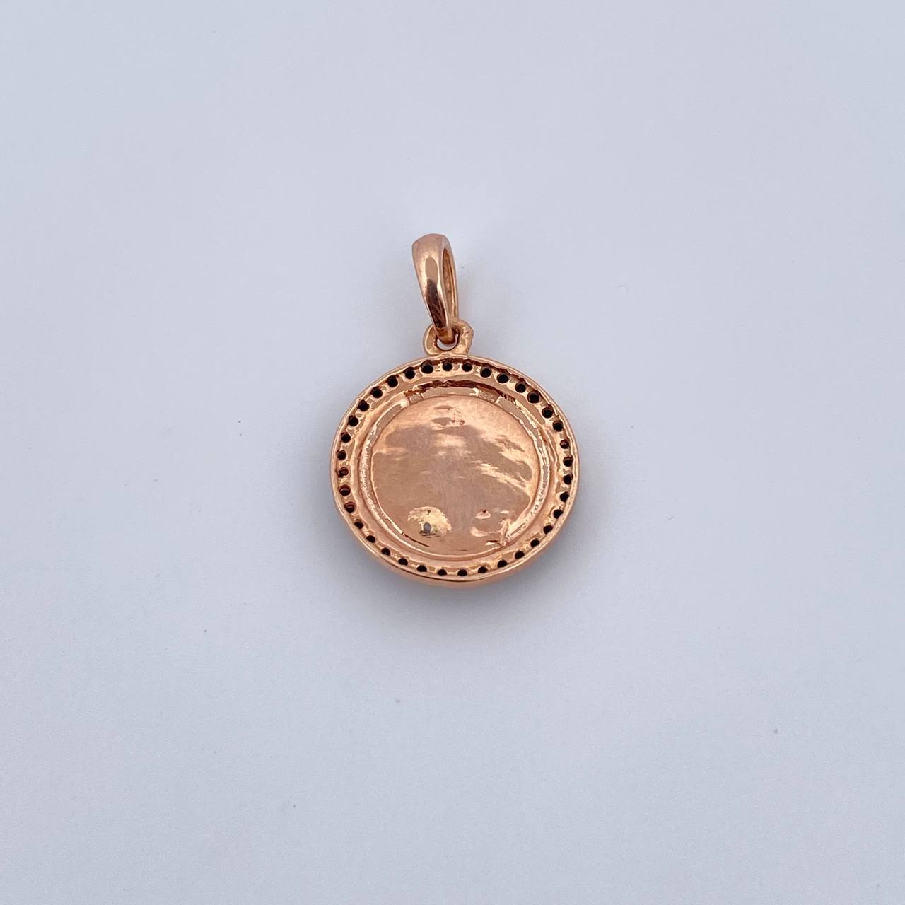 Dije Virgen Del Carmen 2.3gr / 2.1cm / Circones Negros  Oro Rosa 18K &