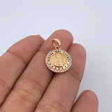 Dije Virgen Del Carmen 2.25gr / 2.1cm / Circones Blancos Dos Oros Negro Amarillo 18K &