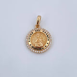 Dije Virgen Del Carmen 2.25gr / 2.1cm / Circones Blancos Dos Oros Negro Amarillo 18K &