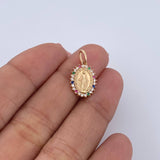 Dije Virgen Milagrosa 1.15gr / 1.9cm / Circones De Colores Oro Amarillo 18K &