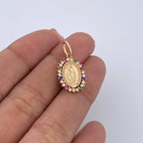 Dije Virgen Milagrosa 1.55gr / 2.3cm / Circones de Colores Oro Amarillo 18K &