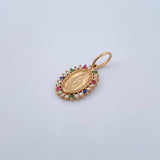 Dije Virgen Milagrosa 1.15gr / 1.9cm / Circones De Colores Oro Amarillo 18K &