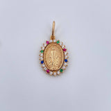 Dije Virgen Milagrosa 1.55gr / 2.3cm / Circones de Colores Oro Amarillo 18K &