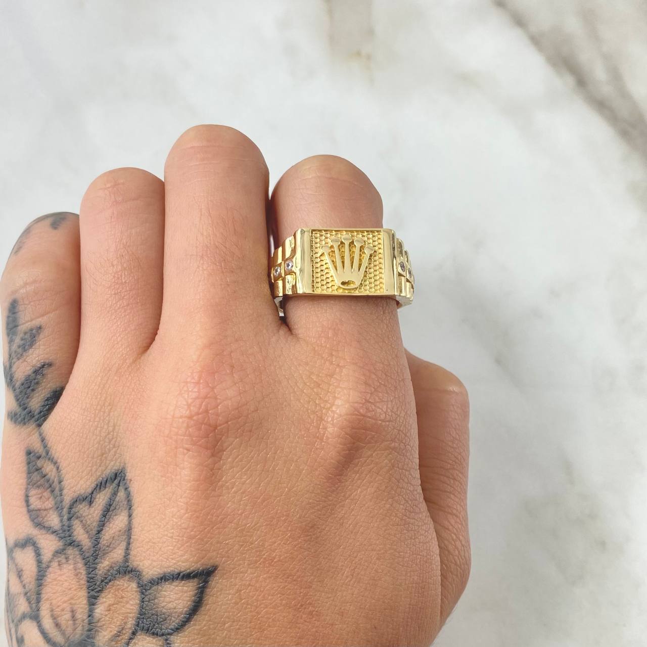 Anillo Correa Corona 5.6gr / T10 1/2 / Oro Amarillo 18K *