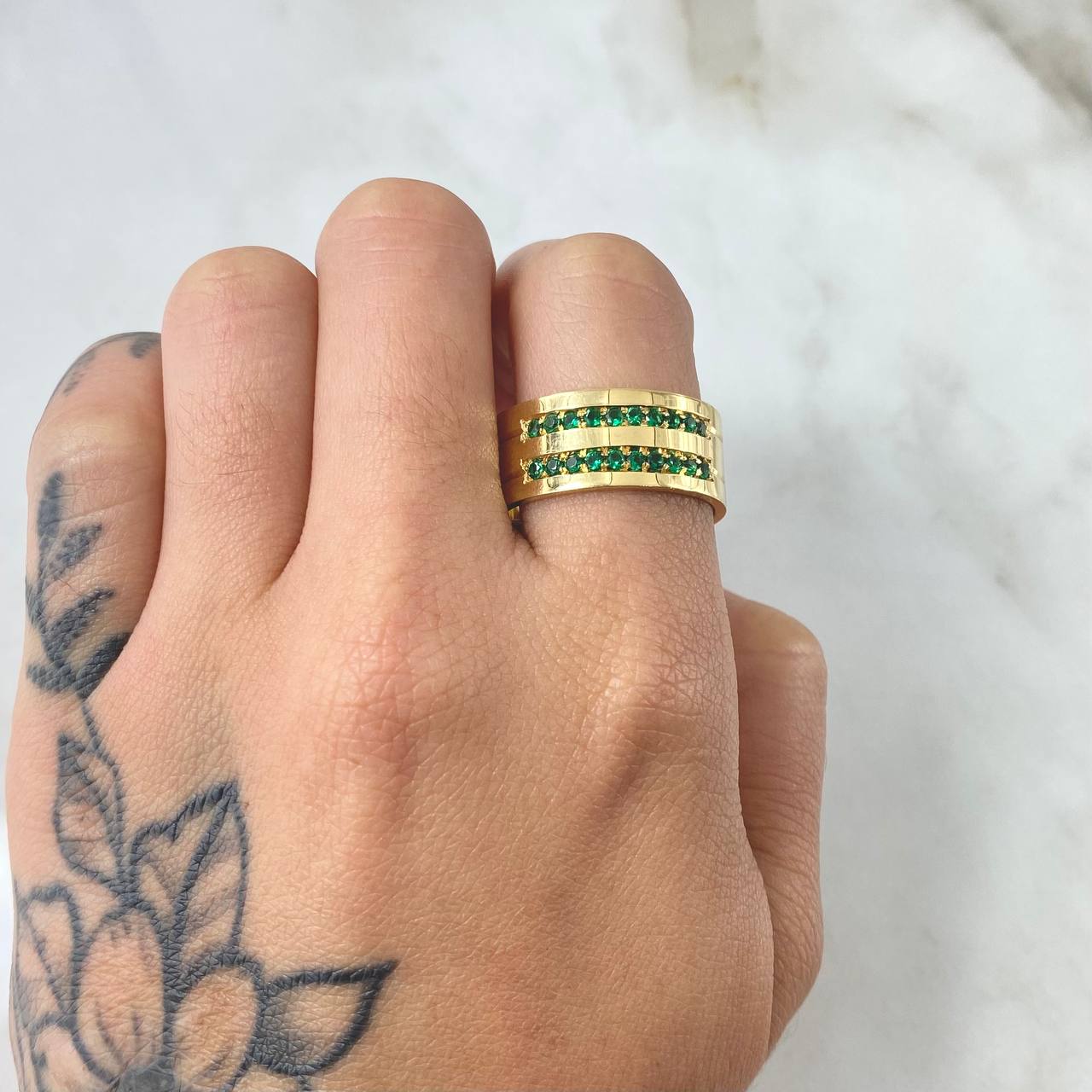 Anillo Carriles Túpido 10.7gr / T10 1/2 / Oro Amarillo 18K *