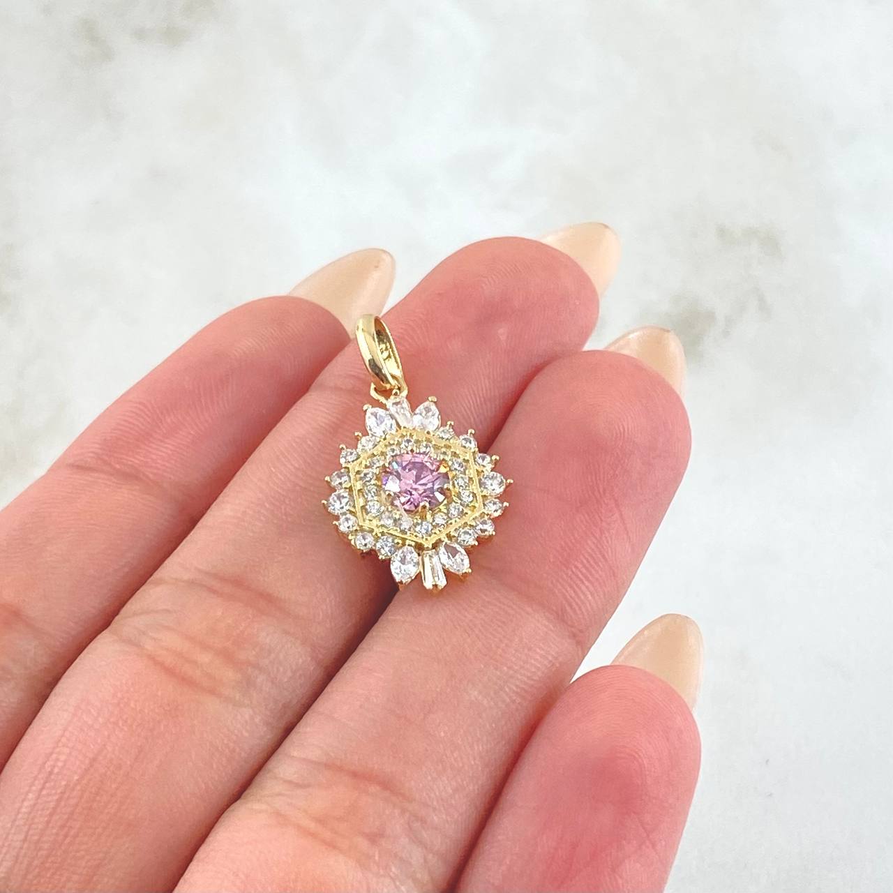 Dije Nevada Hexagonal 2gr / 2.5cm / Oro Amarillo 18K