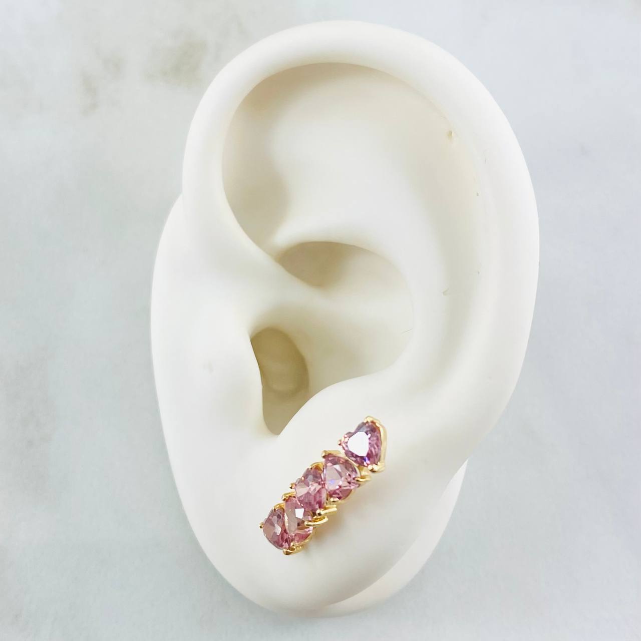 Topos Línea Corazones Rosados 2.5gr / Oro Amarillo 18K