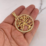 Dije Arbol De La Vida 13.8gr / 5.2cm / Circones Colores Oro Amarillo 18K $