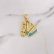 Dije Caballo 8.3gr / 3.4cm / Circones Verdes Dos Oros Amarillo Blanco 18K $