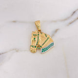 Dije Caballo 8.3gr / 3.4cm / Circones Verdes Dos Oros Amarillo Blanco 18K $